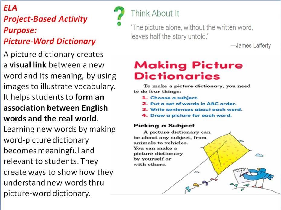 Picture-Word Dictionary Project-Based Activity